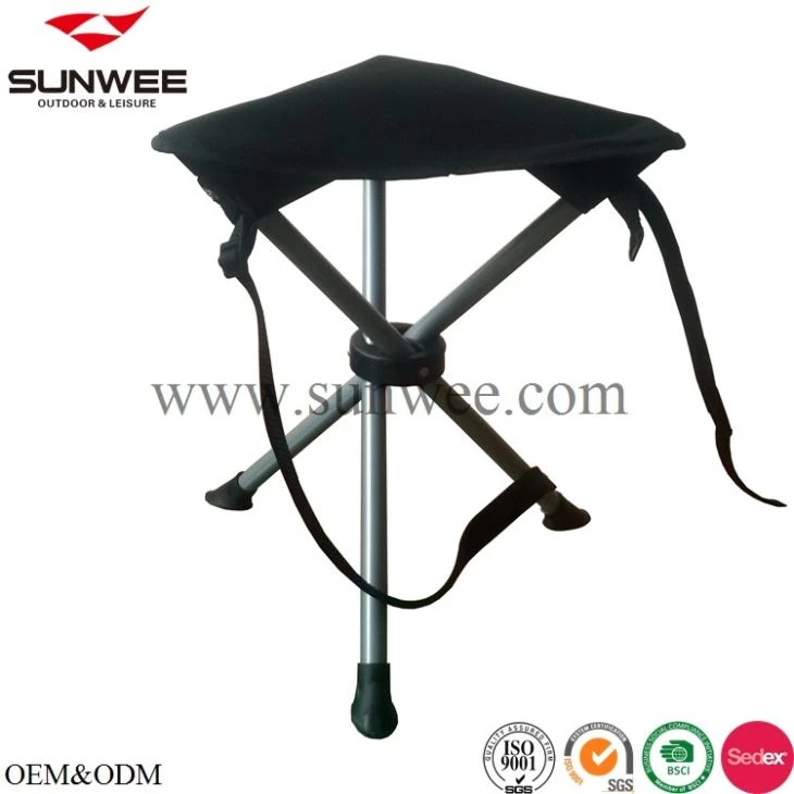 Tripod camping stool with shoulder strap